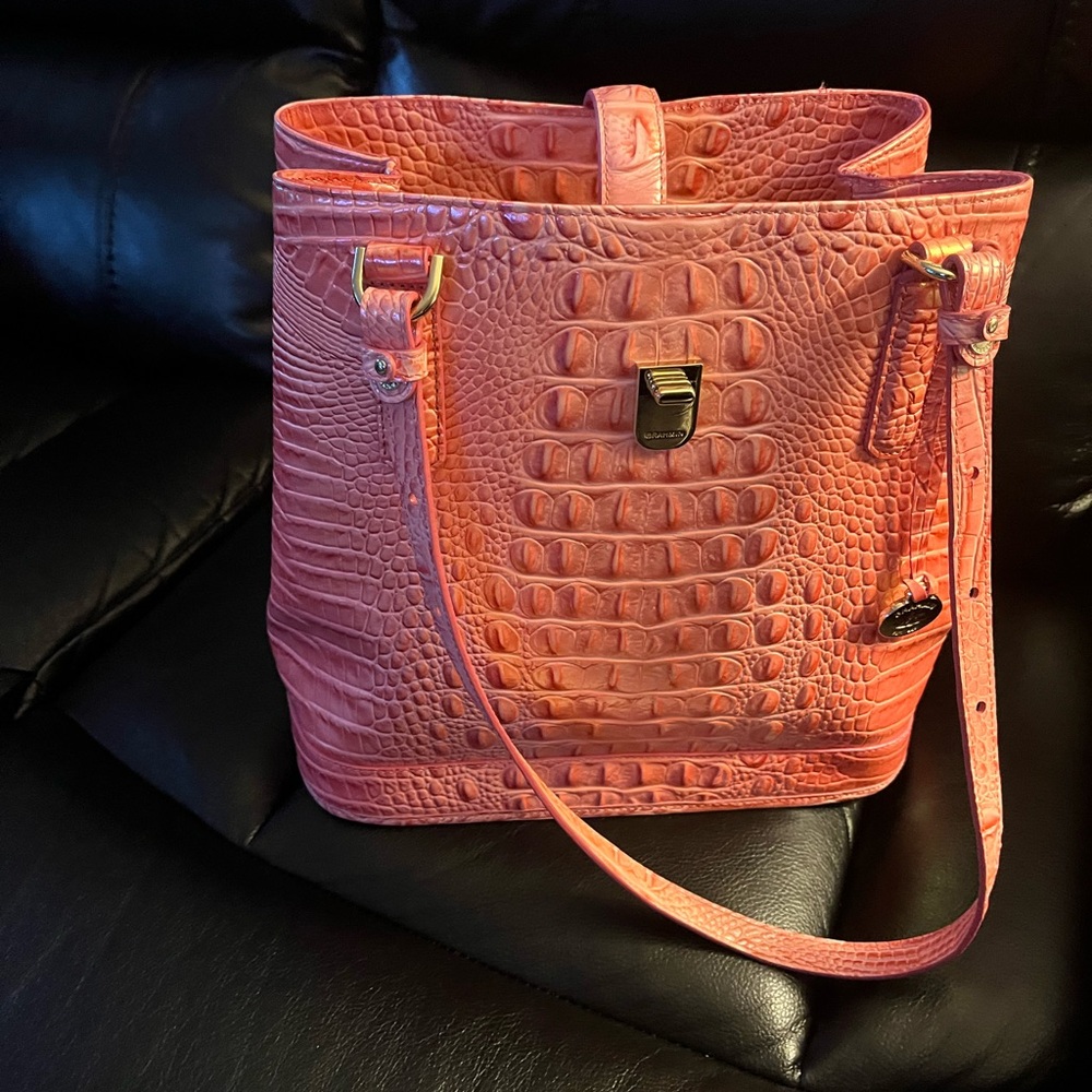Crocodile Embossed Pink Tote Bag